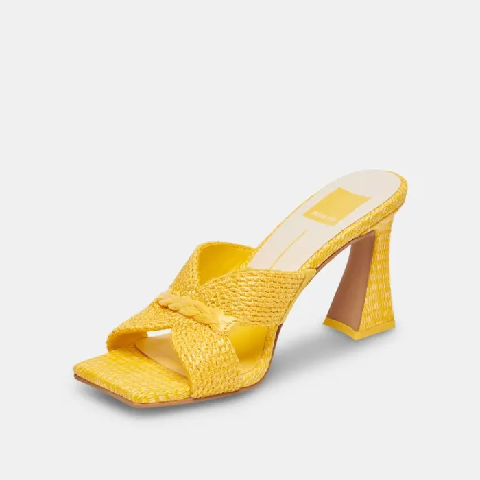 Dolce Vita Nitro Heels Yellow Raffia Women Heels