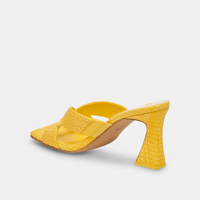 Dolce Vita Nitro Heels Yellow Raffia Women Heels