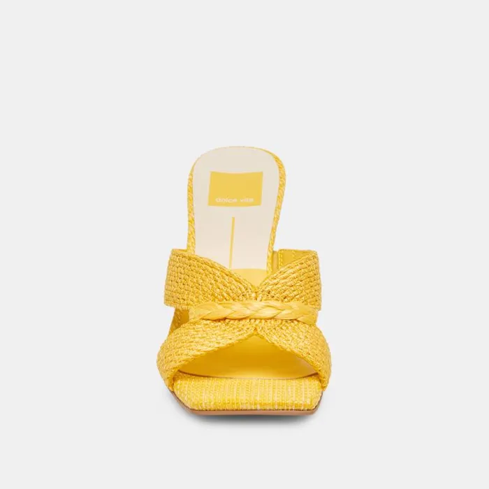 Dolce Vita Nitro Heels Yellow Raffia Women Heels