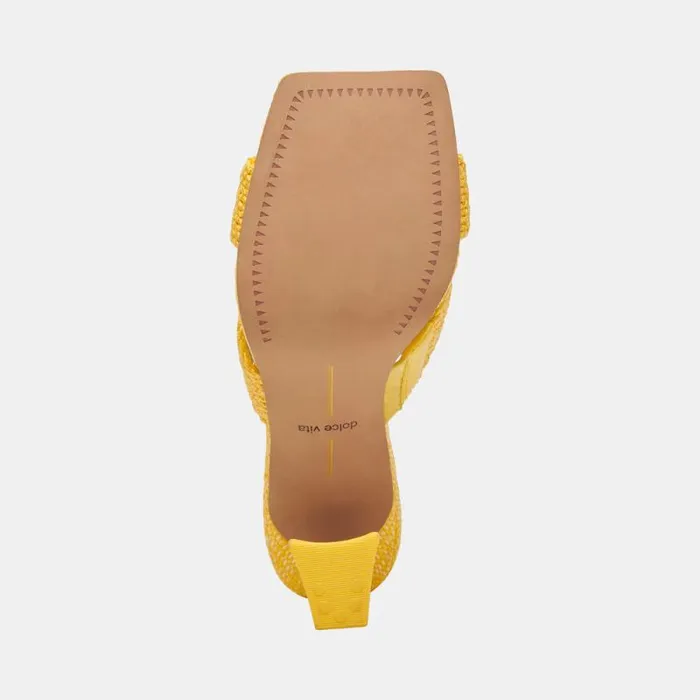 Dolce Vita Nitro Heels Yellow Raffia Women Heels