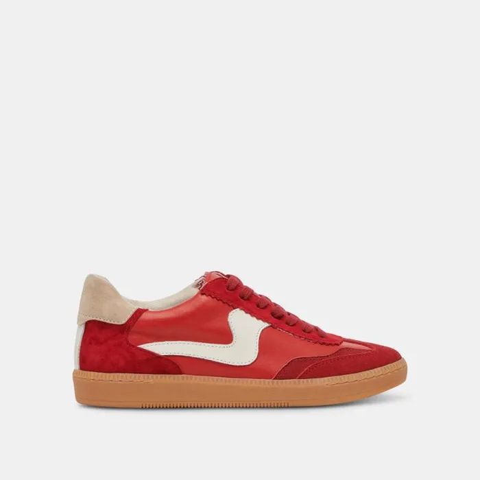 Dolce Vita Notice Wide Sneakers Crimson Suede Women Sneakers