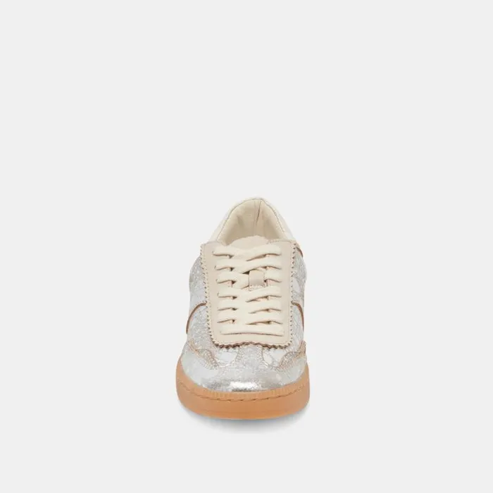 Dolce Vita Notice Wide Sneakers Silver Distressed Leather Women Sneakers