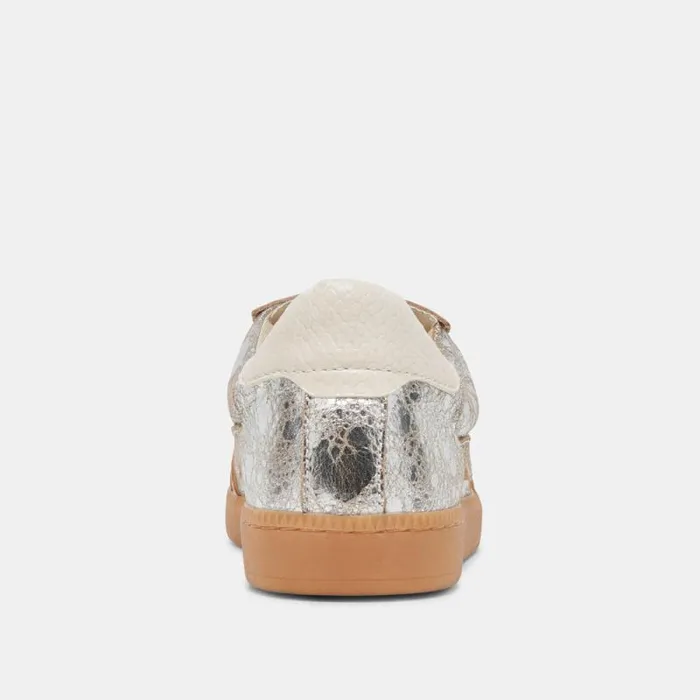 Dolce Vita Notice Wide Sneakers Silver Distressed Leather Women Sneakers