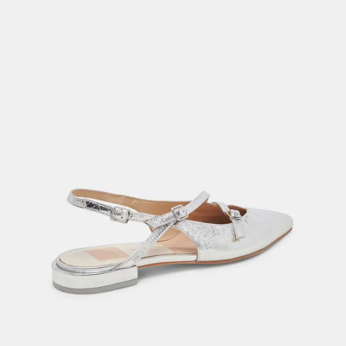 Dolce Vita Pamla Flats Silver Crinkle Patent Women Flats and Loafers