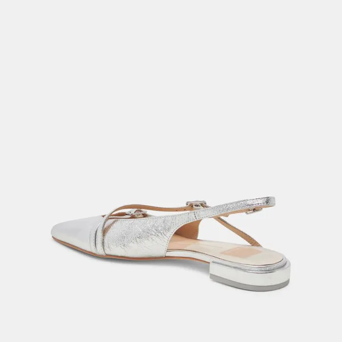Dolce Vita Pamla Flats Silver Crinkle Patent Women Flats and Loafers