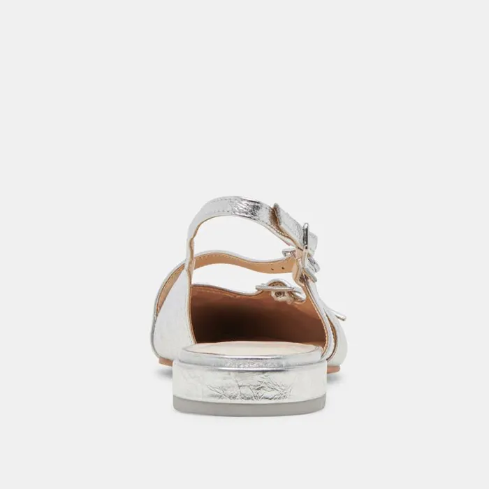 Dolce Vita Pamla Flats Silver Crinkle Patent Women Flats and Loafers