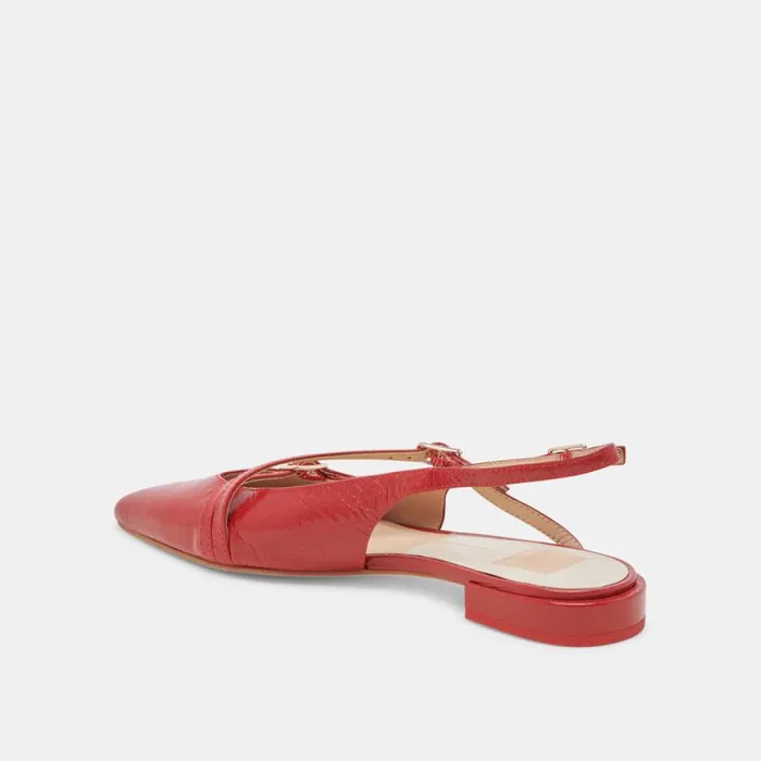 Dolce Vita Pamla Wide Flats Red Crinkle Patent Women Flats and Loafers
