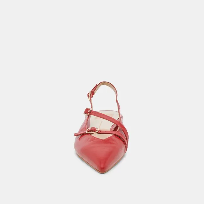 Dolce Vita Pamla Wide Flats Red Crinkle Patent Women Flats and Loafers