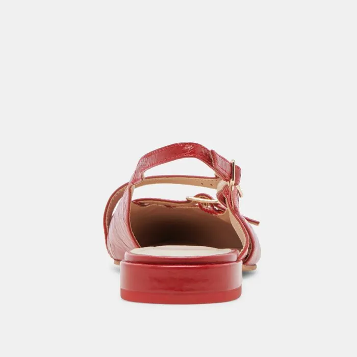 Dolce Vita Pamla Wide Flats Red Crinkle Patent Women Flats and Loafers