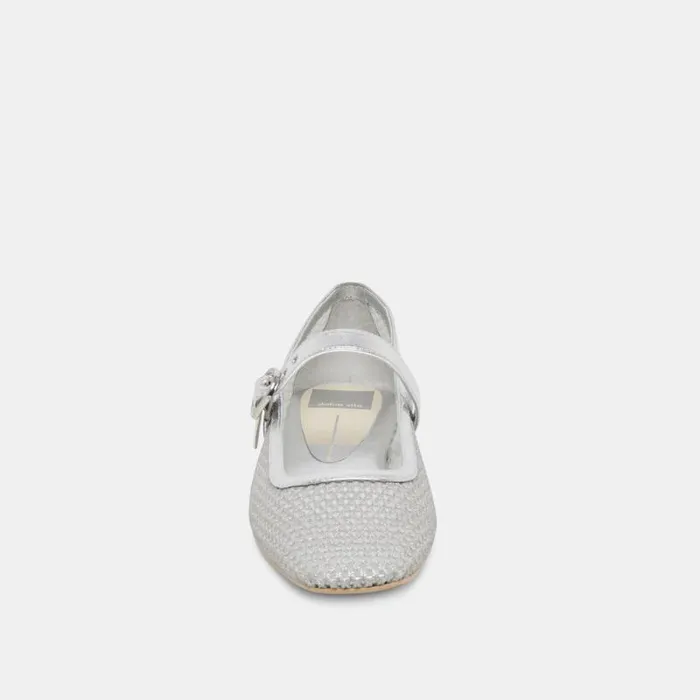Dolce Vita Rodni Mesh Ballet Flats Silver Woven Mesh Women Flats and Loafers