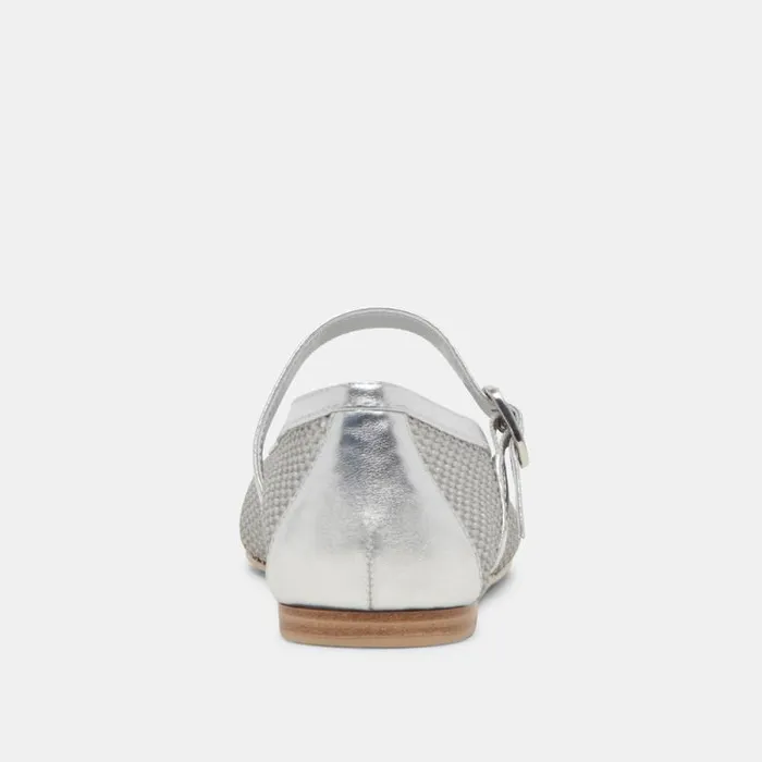 Dolce Vita Rodni Mesh Ballet Flats Silver Woven Mesh Women Flats and Loafers