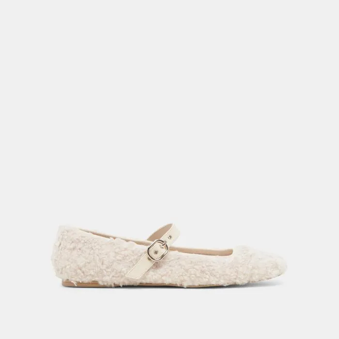 Dolce Vita Rodni Plush Ballet Flats Creme Plush Women Flats and Loafers