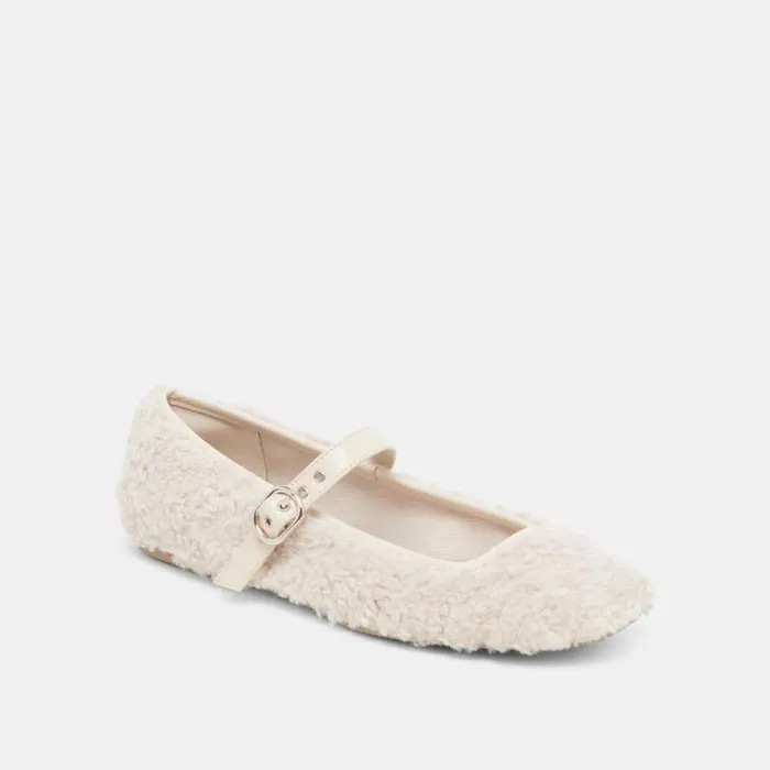 Dolce Vita Rodni Plush Ballet Flats Creme Plush Women Flats and Loafers