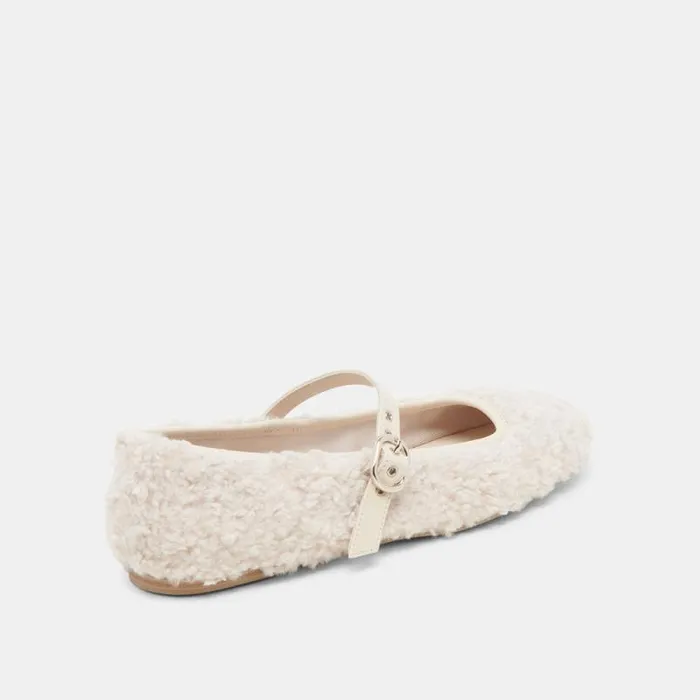 Dolce Vita Rodni Plush Ballet Flats Creme Plush Women Flats and Loafers