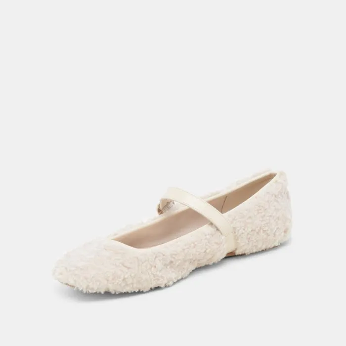 Dolce Vita Rodni Plush Ballet Flats Creme Plush Women Flats and Loafers
