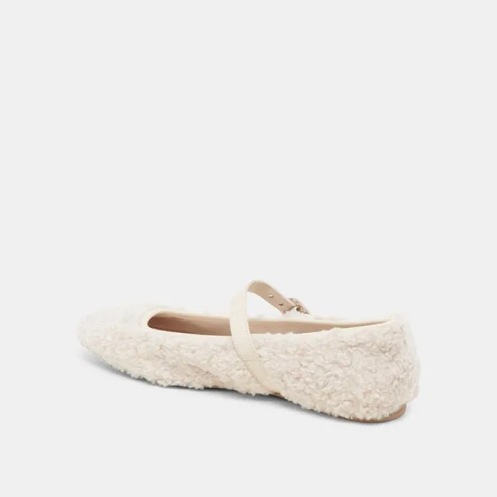 Dolce Vita Rodni Plush Ballet Flats Creme Plush Women Flats and Loafers