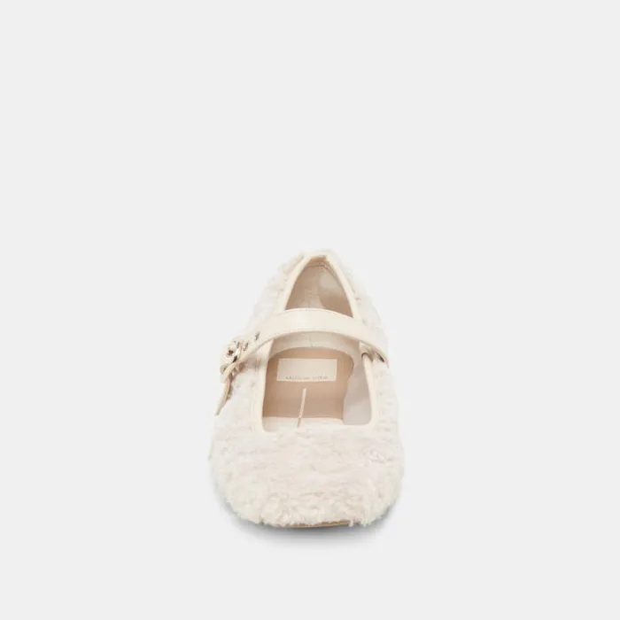 Dolce Vita Rodni Plush Ballet Flats Creme Plush Women Flats and Loafers