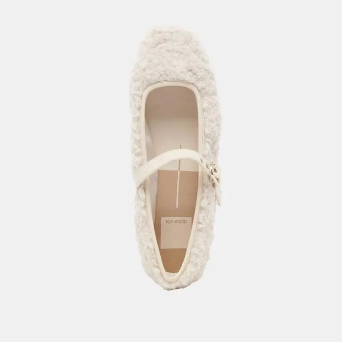 Dolce Vita Rodni Plush Ballet Flats Creme Plush Women Flats and Loafers