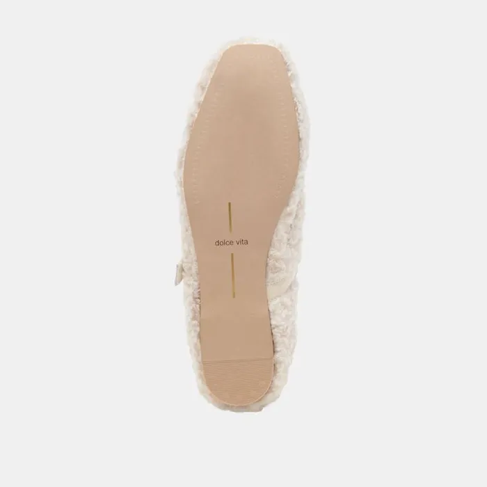 Dolce Vita Rodni Plush Ballet Flats Creme Plush Women Flats and Loafers