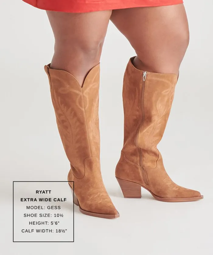 Dolce Vita Ryatt Extra Wide Calf Boots Pecan Suede Women Boots and Booties