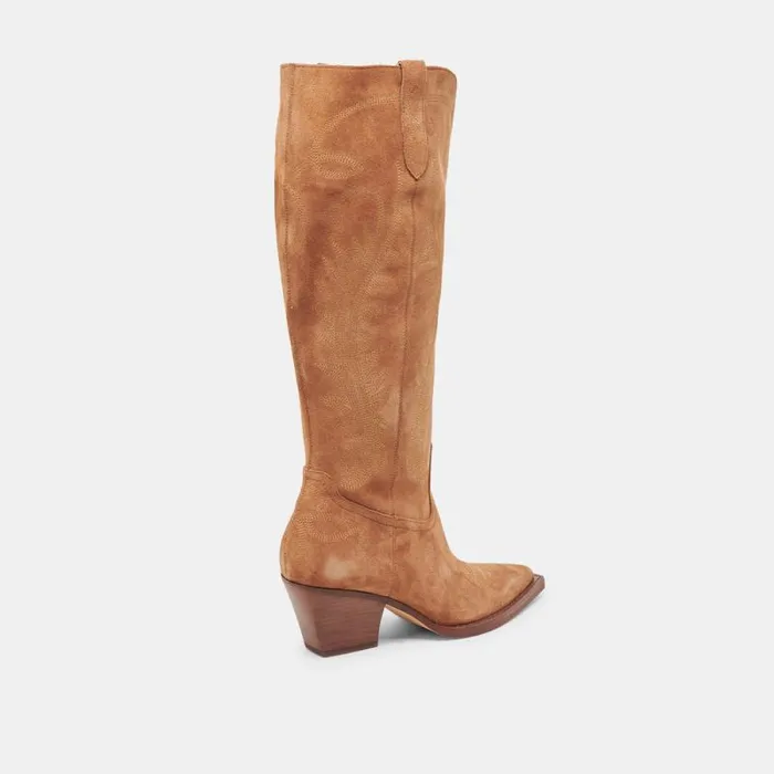 Dolce Vita Ryatt Extra Wide Calf Boots Pecan Suede Women Boots and Booties