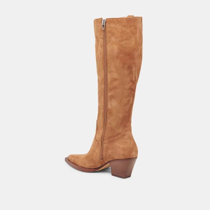 Dolce Vita Ryatt Extra Wide Calf Boots Pecan Suede Women Boots and Booties