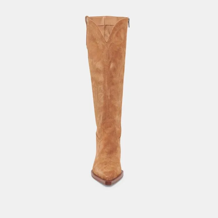 Dolce Vita Ryatt Extra Wide Calf Boots Pecan Suede Women Boots and Booties