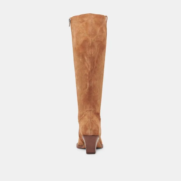 Dolce Vita Ryatt Extra Wide Calf Boots Pecan Suede Women Boots and Booties