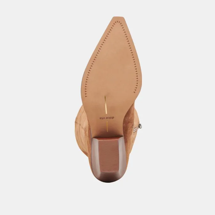 Dolce Vita Ryatt Extra Wide Calf Boots Pecan Suede Women Boots and Booties