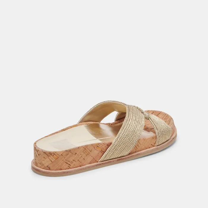 Dolce Vita Selda Wide Sandals Gold Raffia Women Sandals