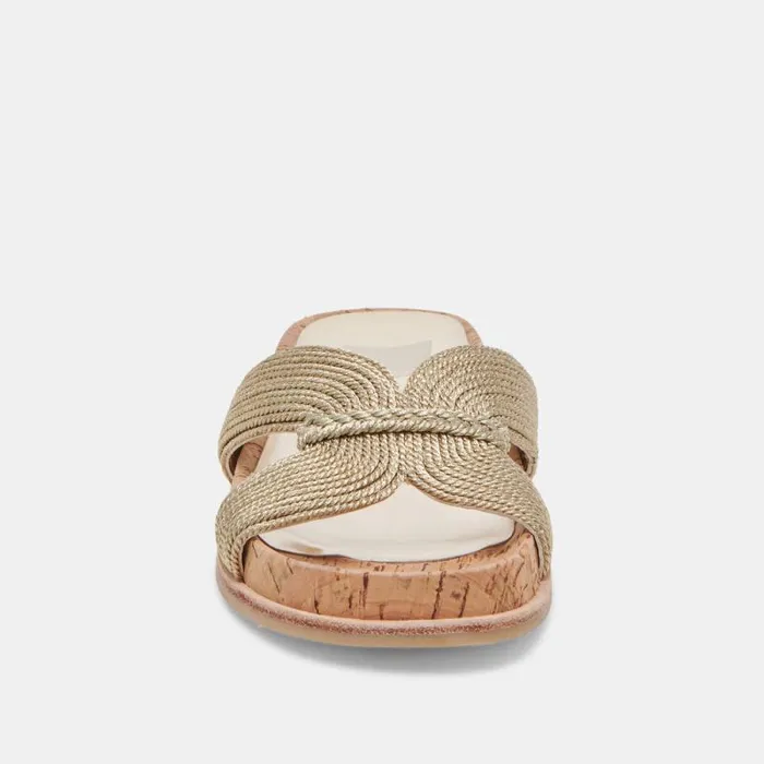 Dolce Vita Selda Wide Sandals Gold Raffia Women Sandals
