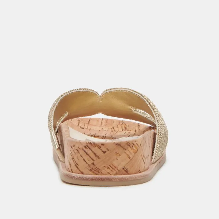 Dolce Vita Selda Wide Sandals Gold Raffia Women Sandals