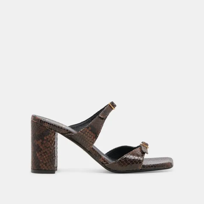 Dolce Vita Shane Heels Dk Brown Snake Embossed Women Heels