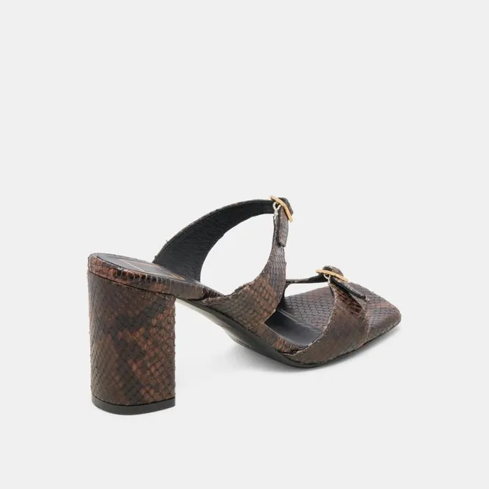 Dolce Vita Shane Heels Dk Brown Snake Embossed Women Heels