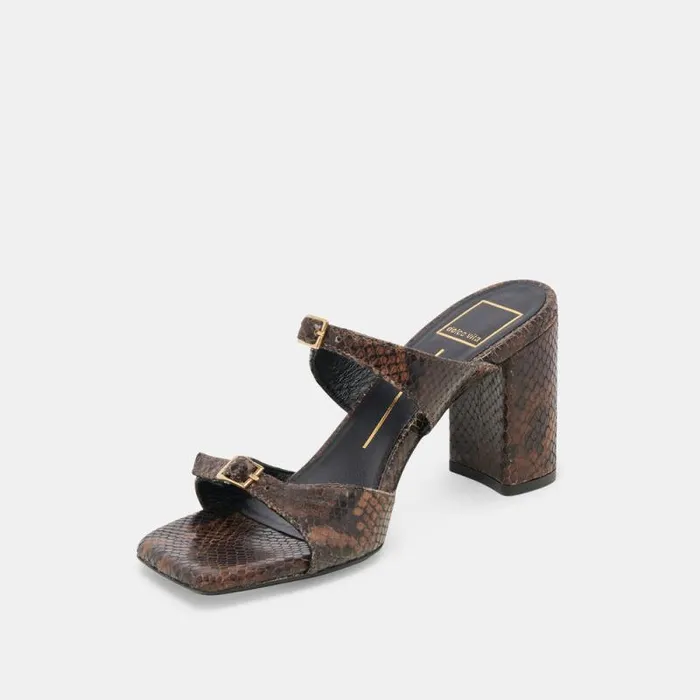 Dolce Vita Shane Heels Dk Brown Snake Embossed Women Heels