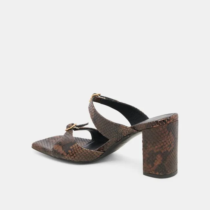 Dolce Vita Shane Heels Dk Brown Snake Embossed Women Heels
