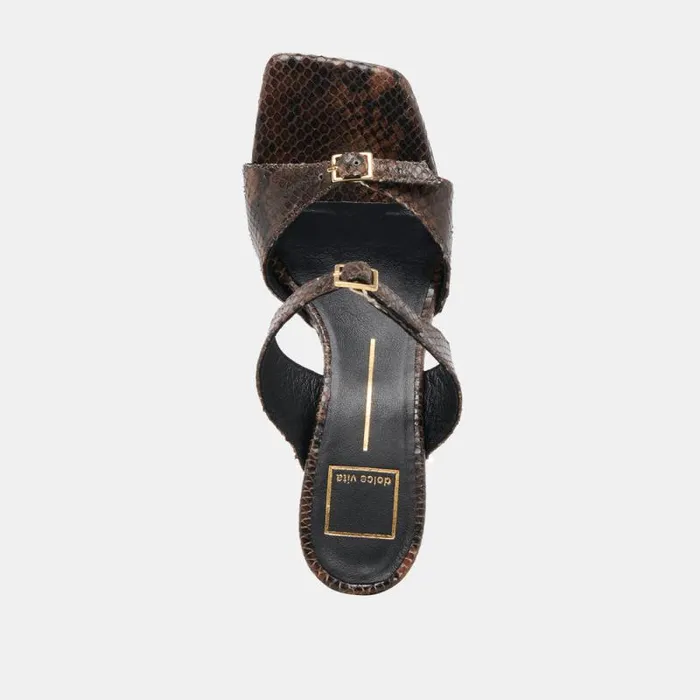 Dolce Vita Shane Heels Dk Brown Snake Embossed Women Heels