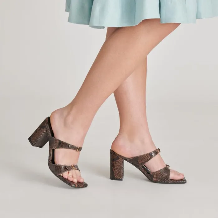 Dolce Vita Shane Heels Dk Brown Snake Embossed Women Heels