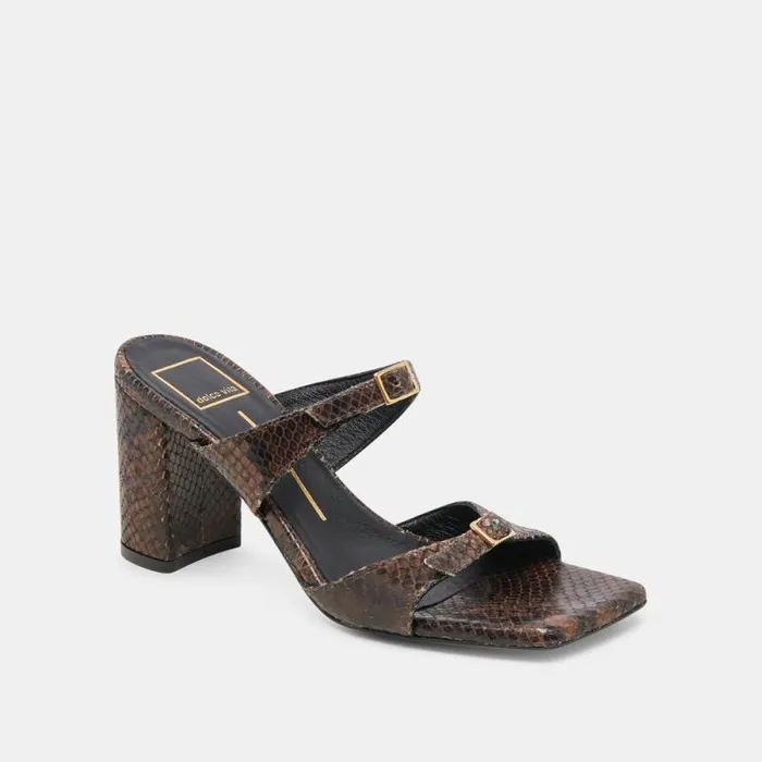 Dolce Vita Shane Heels Dk Brown Snake Embossed Women Heels
