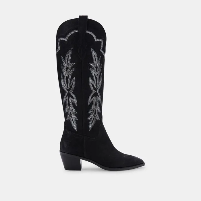 Dolce Vita Shiren Boots Black Nubuck Women Boots and Booties