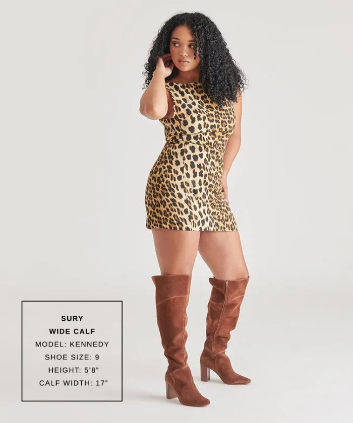 Dolce Vita Sury Wide Calf Boots Dark Saddle Suede Women Boots and Booties