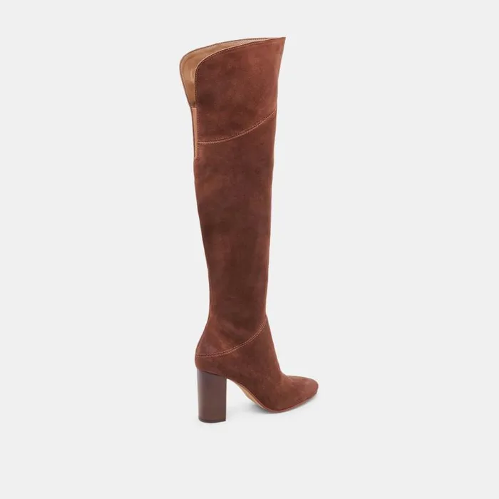 Dolce Vita Sury Wide Calf Boots Dark Saddle Suede Women Boots and Booties