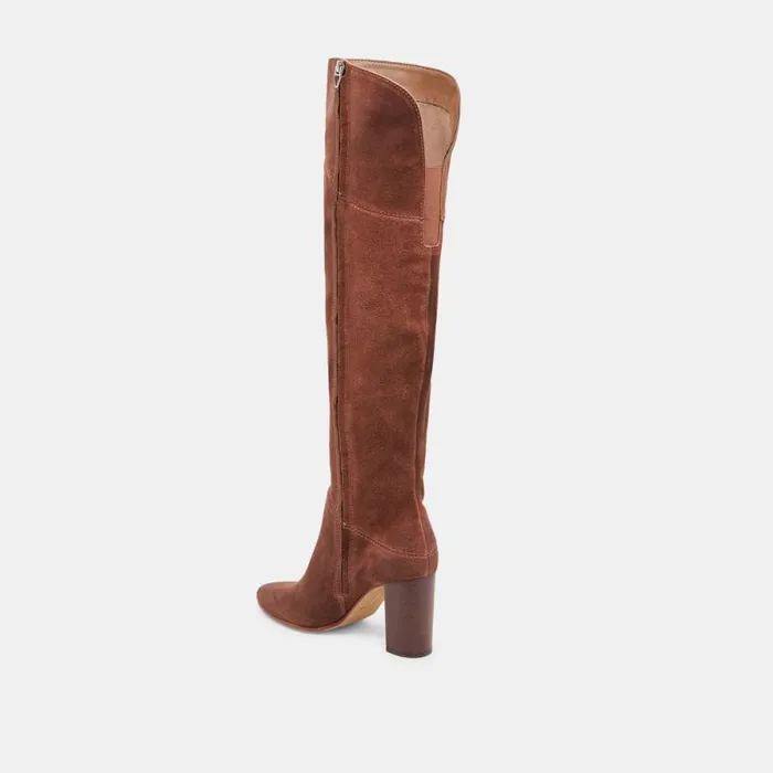 Dolce Vita Sury Wide Calf Boots Dark Saddle Suede Women Boots and Booties