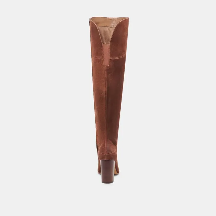 Dolce Vita Sury Wide Calf Boots Dark Saddle Suede Women Boots and Booties