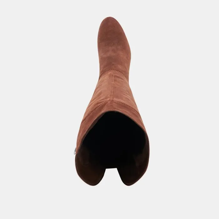 Dolce Vita Sury Wide Calf Boots Dark Saddle Suede Women Boots and Booties