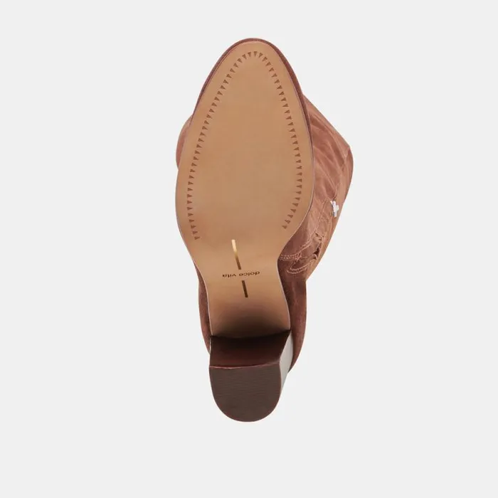 Dolce Vita Sury Wide Calf Boots Dark Saddle Suede Women Boots and Booties