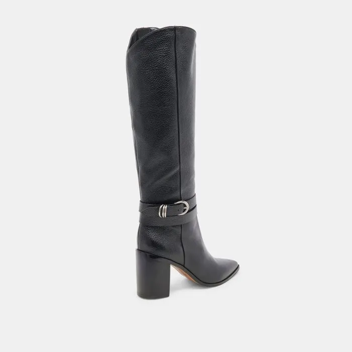 Dolce Vita Tyrone Wide Calf Boots Black Leather Women Boots and Booties