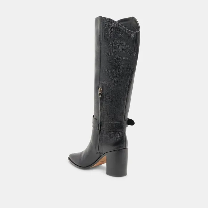 Dolce Vita Tyrone Wide Calf Boots Black Leather Women Boots and Booties