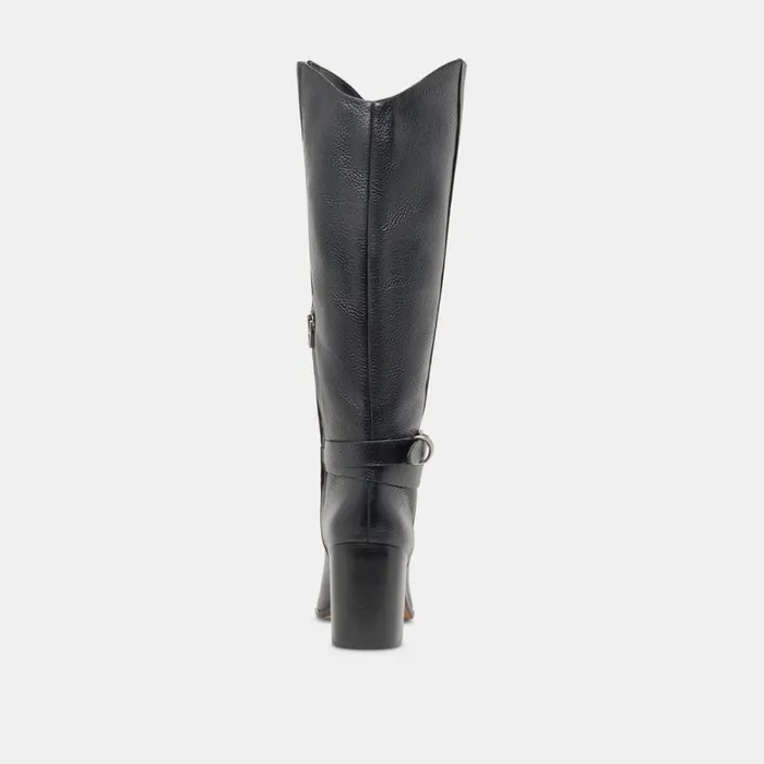 Dolce Vita Tyrone Wide Calf Boots Black Leather Women Boots and Booties