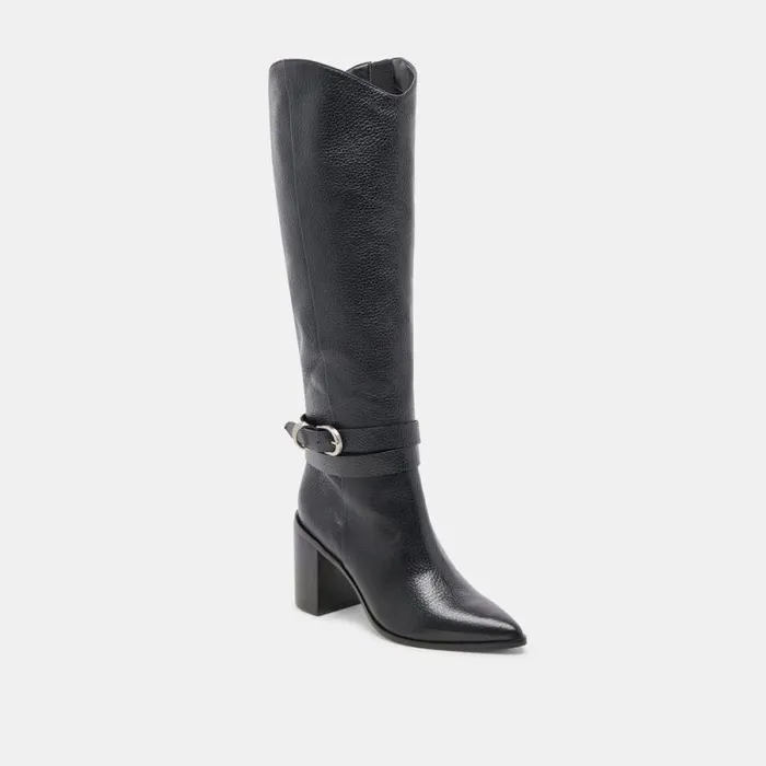Dolce Vita Tyrone Wide Calf Boots Black Leather Women Boots and Booties